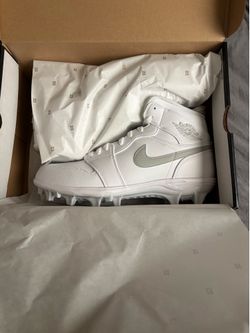 White Air Jordan 1 football cleats as 11.5