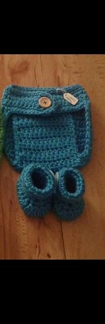 Custom Order Handmade 0-3 Months Diaper Cover and Booties Set Boys & Girls