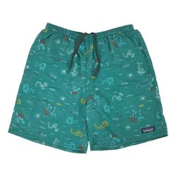 Patagonia Baggies Shorts Mens Small S Green 6" Lined Sea Monster Swim Trunks Y2K
