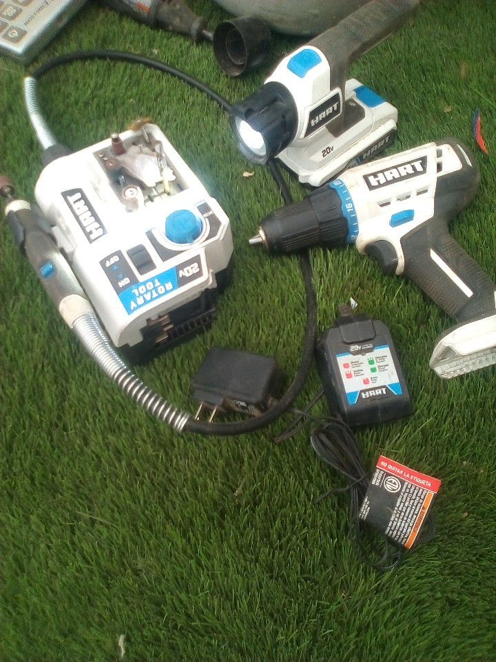 Hart Cordless Drill,Dremel, Flashlight,Charger And Bits For Both