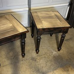 End Tables.  Black Brown & Beige Top