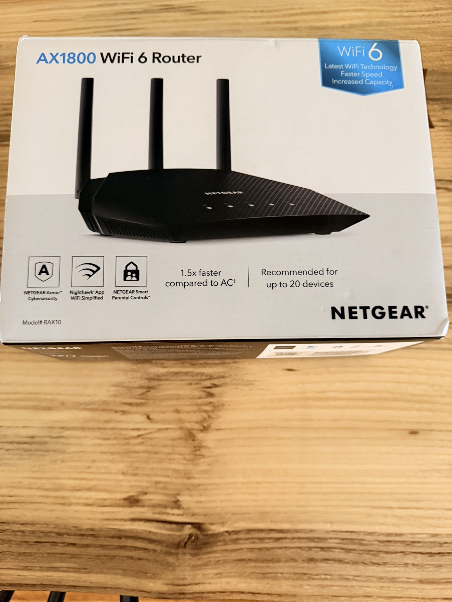 Netgear Nighthawk (RAX10) - AX1800 WiFi 6 Router W/ Box And Power, Opened But Never Used.