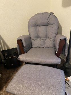 Espresso and gray rocker with ottoman