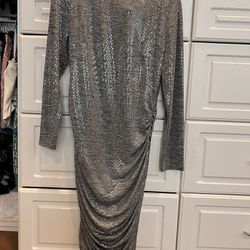 Vince Camuto Silver sequins midi Dress, Size 14