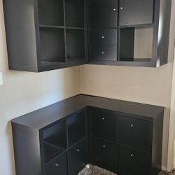 Modular Corner Cube Storage System / Shelving - Espresso Finish