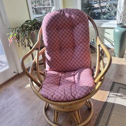 Vintage Natural Rattan Swivel Rocking Chair Java