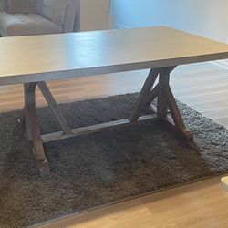Dining Table - Solid Wood Base, Concrete Surface