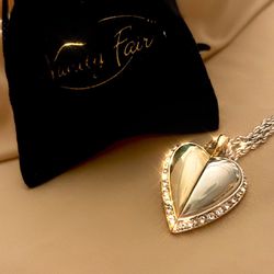 2 Tone Heart Necklace ! Gold Plated 