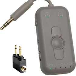 Skywave Bluetooth Transmitter & Receiver for Airplane, Bluetooth 5.3 Adapter, Car, TV, Gym, Switch. Supports 2 AirPods or Headphones with aptX