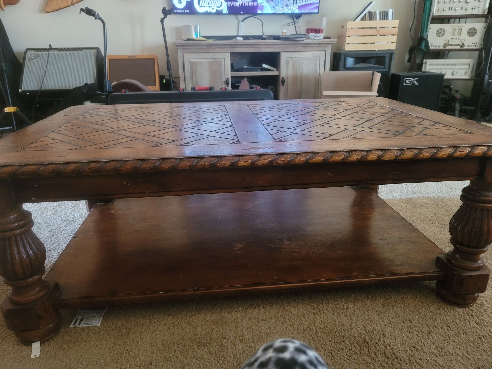 Solid Walnut Retro Antique Coffee Table And Matching End Tables 