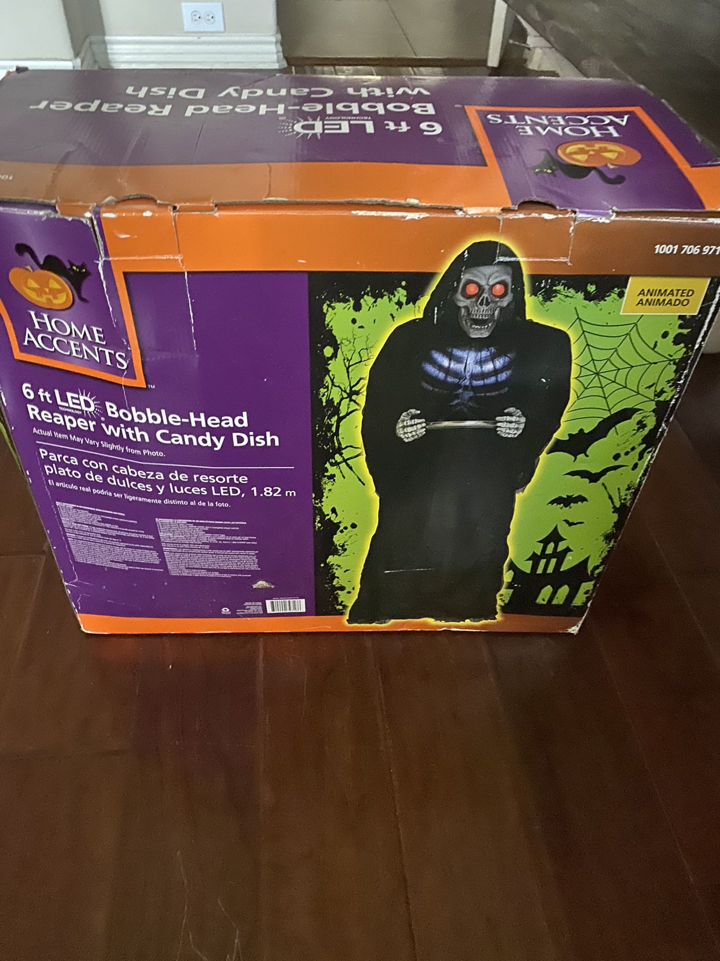 6ft Led Bobble Head Grim Reaper With Candy Dish