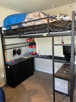Bunk bed with built in desk and 6 drawer dresser