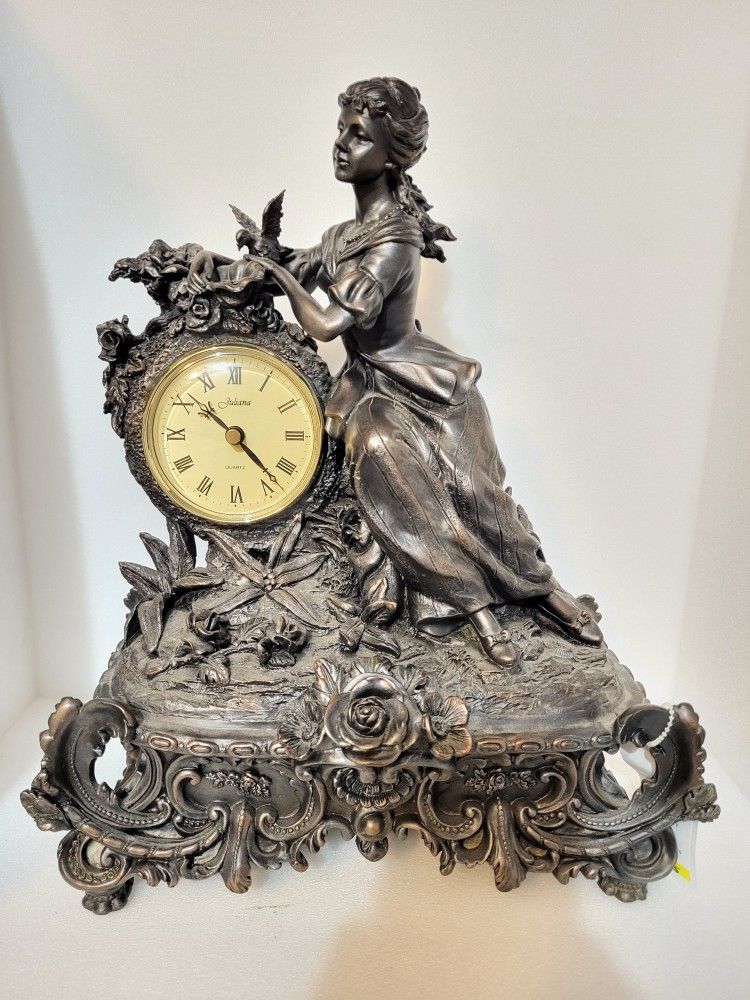 Quartz Juliana Lady With A Bird Mantle Clock