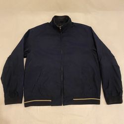 VAN HEUSEN Navy/Blue Lightweight Windbreaker Zip W/Pockets Jacket Men’s Size S
