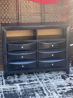 Passion Furniture Marilla Black 2upper storage & 3 drawers