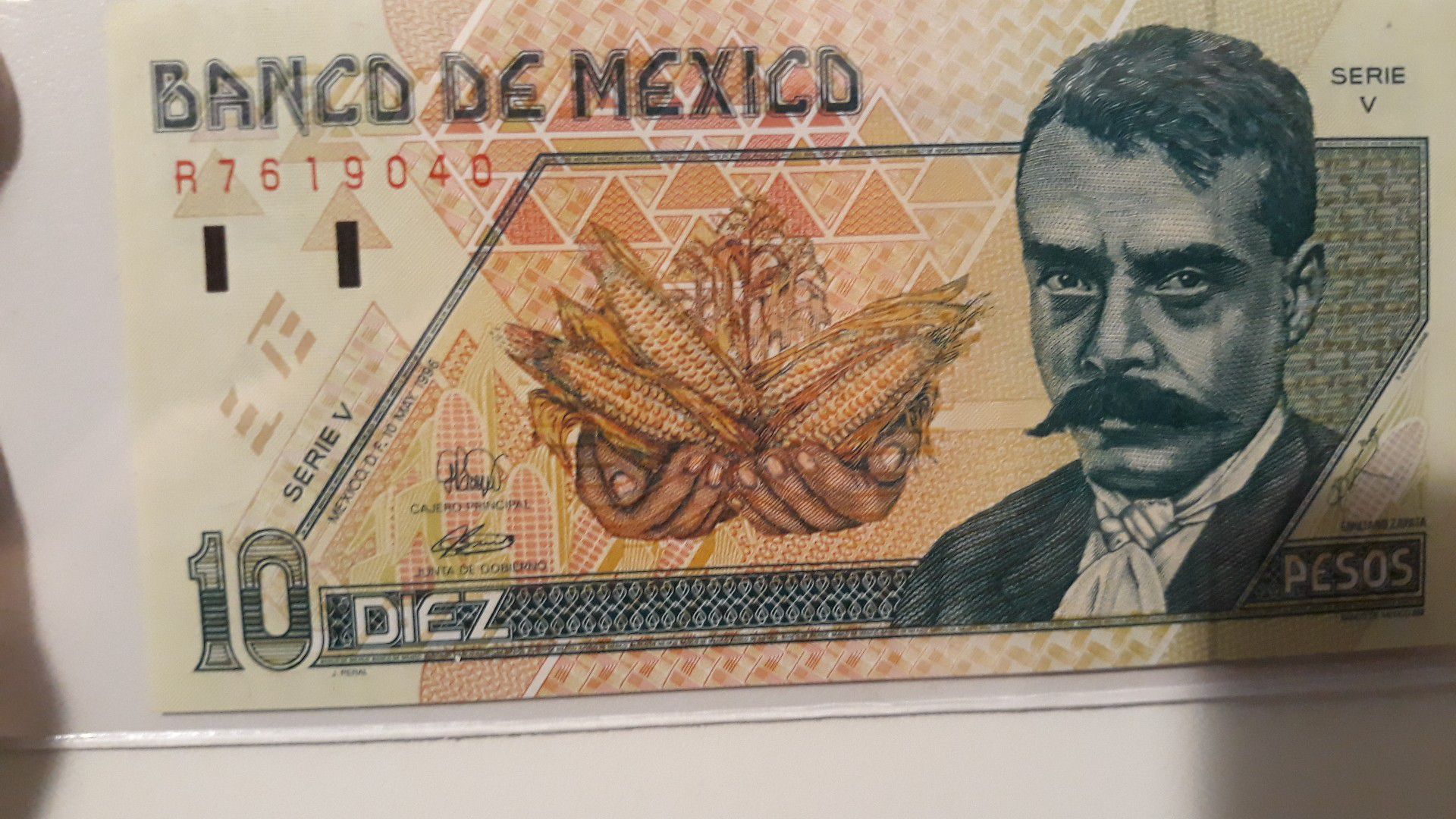 10 pesos mexican bill df 1996 uncirculated