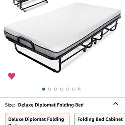 Milliard Deluxe Diplomat Folding Bed – Twin Size - with Luxurious Memory Foam Mattress and a Super Strong Sturdy Frame – 75” x 38