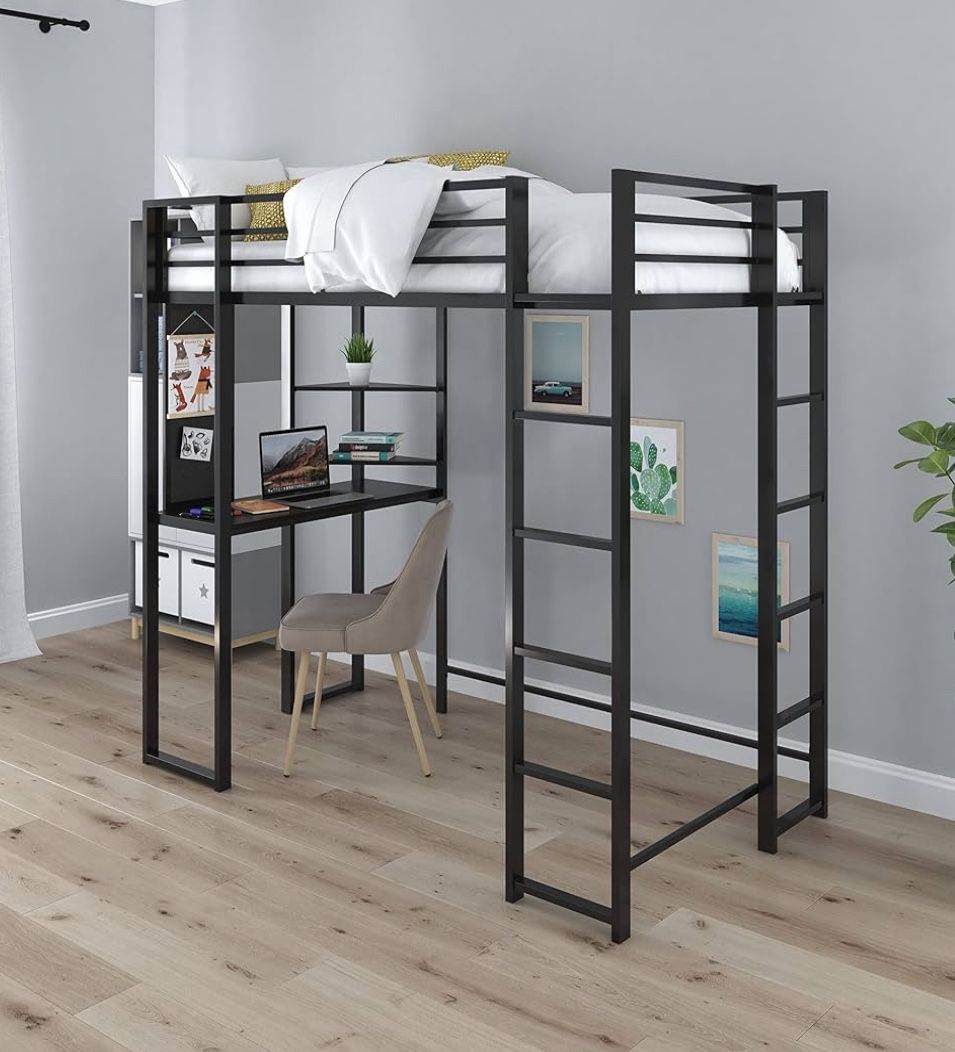 Black Metal Loft Bed