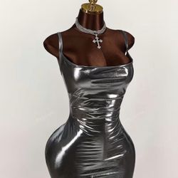 Sexy Metallic Chrome Dress Club Fashionista Sexy 