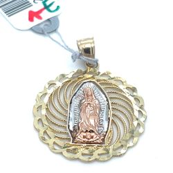 14Kt Tri Color Gold Virgin Mary Pendant 1.90g 200522/9