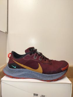 Nike Air Zoom Pegasus Trail 3 Mens Size 10 Running Shoes Burgundy Gold DA8697-600