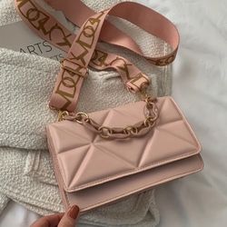 Pink Quilted Chain Shoulder Bag