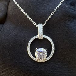 New Moissanite 10H10A Pendant Necklace 1CT,18K White Gold Plated Sterling Silver