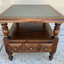 Settlers Pine Solid Wood Tile Top Drawer End Table
