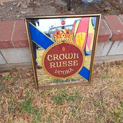 Vintage Bar Mirror  Crown Russe Vodka
