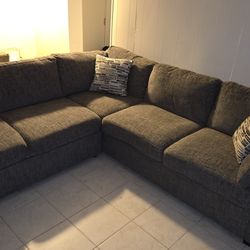 Vivian 3 Piece Sleeper Chaise Sectional - Burton Smoke