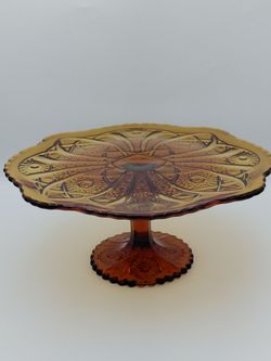 Exquisite Vintage Imperial "Hobstar" 10.5" Glass Cake Stand