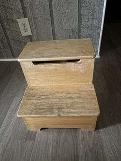 Vintage Wooden Stool with Storage