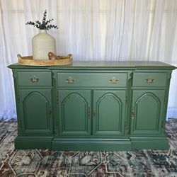 💚 buffet cabinet green olive tv stand vintage sideboard dining room storage dresser