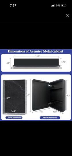 Bathroom Cabinet with Metallic Mirror 16"x20" New Open Box