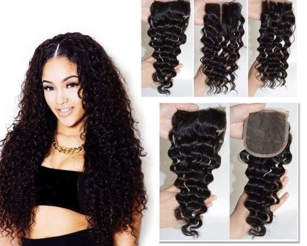 20” 4X4 Brazilian Human Hair Deep Wave 3 Part  Lace Closure 