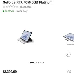 Microsoft Surface Laptop Studio 2 14.4" 2-in-1 Laptop NVIDIA GeForce RTX 4050 8GB Platinum.