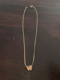 Pink Butterfly Good Filled Necklace