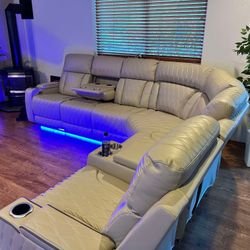 New Beige Power Reclining Couch 