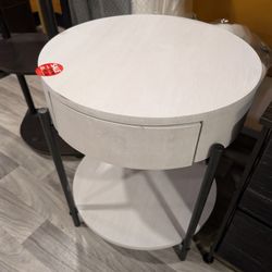 Round End Table With Drawer