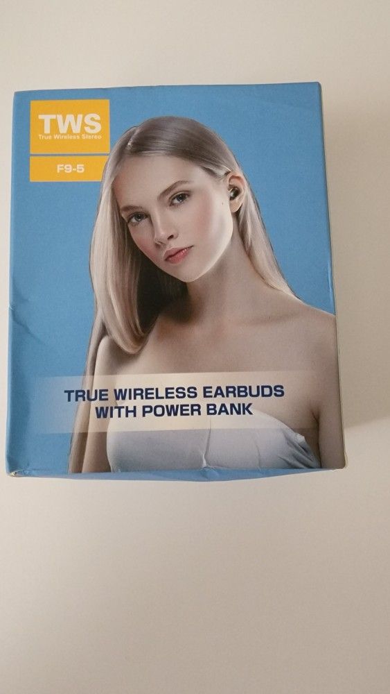 New in the box, TWS BTH-F9-5 True Wireless Smart Touch Earbuds With Power Bank and Easy Pair. 4 pairs, $15 each or 2 for $20
