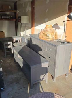 IKEA grey Hemnes Lot, 9 pieces + 3 lamps