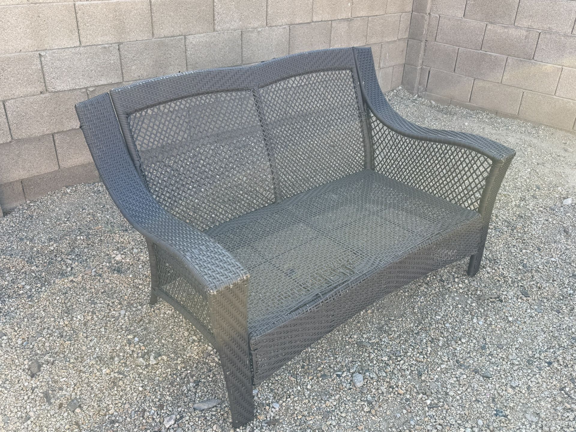 Faux Wicker Outdoor Loveseat Patio (LxWxH: 57” x 36” x 34”) 