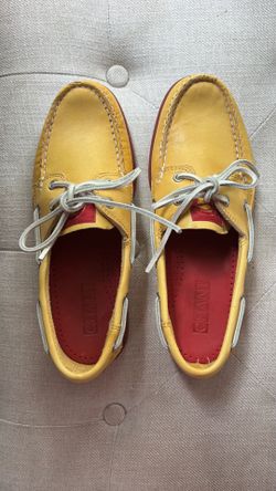 USC Yellow leather boat shoes top siders Chant Size 8