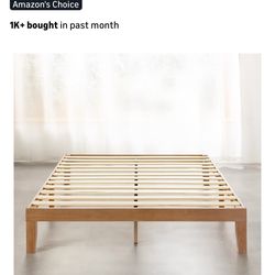 King Bed frame - 12 Inch Solid Wood Platform Bed with Wooden Slats, No Box Spring Needed, Easy Assembly, King, Natural Pine