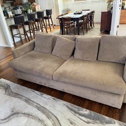 Large CRATE & BARREL - Brown Corduroy Couch - wide deep - down feather cushion - nice condition