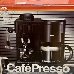 Krups Cafe Presso -Dual 8 Cup Coffee Maker And 4 Cup Espresso/Cappuccino  Maker with Perfect Froth -NIB for Sale in Morton Grove, IL - OfferUp