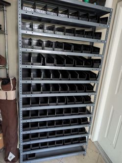 Shelf Bin Organizer - 36 x 12 x 75" with 2 3⁄4 x 12 x 4" Black Bins