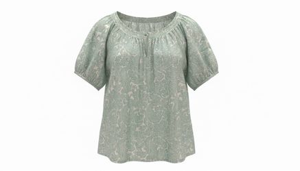 Sage Green Paisley Puff Sleeve Blouse