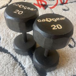 Dumbbells. They’re all In good shape. 
