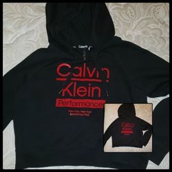 NEW WITHOUT TAGS NWOT BLACK RED WOMAN'S CALVIN KLEIN PERFORMANCE CROPPED HOODIE SWEATSHIRT SHIRT CROP TOP